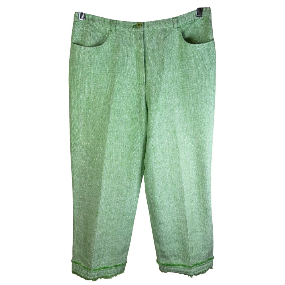 Escada Sport Women's Green Silk‎ Cropped Pants Boho Cottagecore Travel Size 38